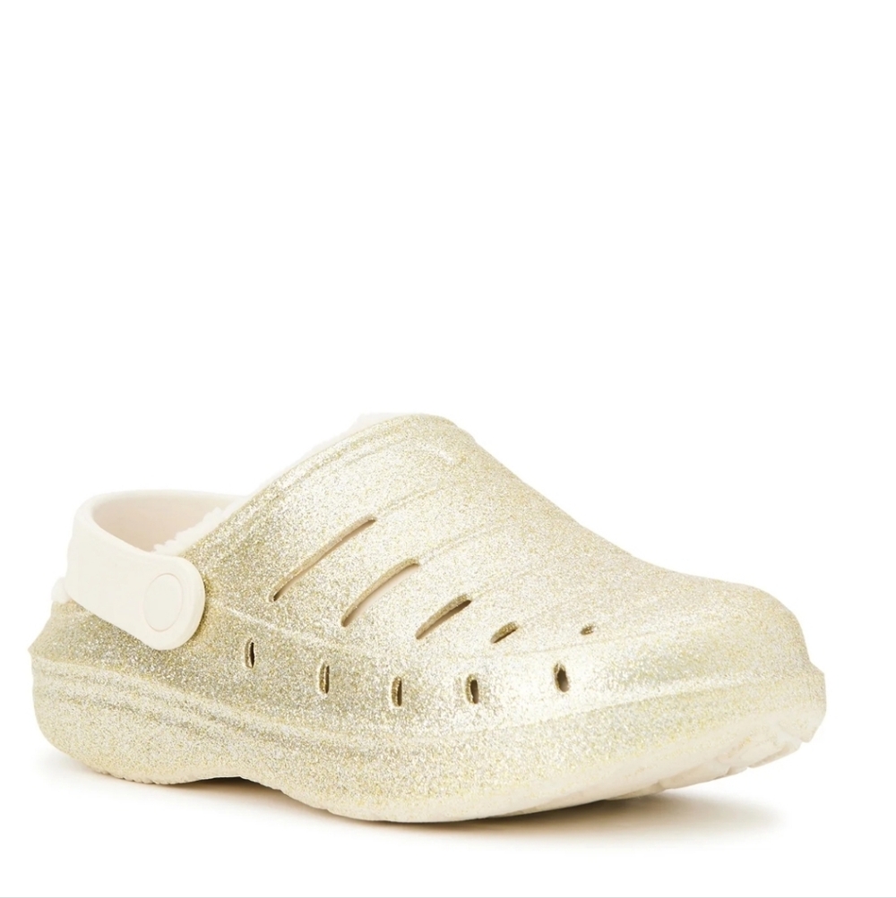 Girls  Gold Slip On Clog Shoes With Sherpa Like Inside - 13 NWT